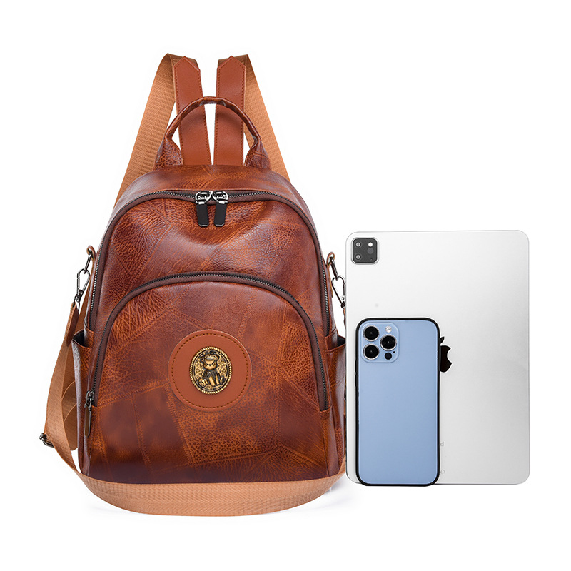 2024 nueva mochila retro bolsa de mujer de moda estilo coreano de cuero suave mochila de mujer de gran capacidad de moda bolsa de viaje de todo fósforo