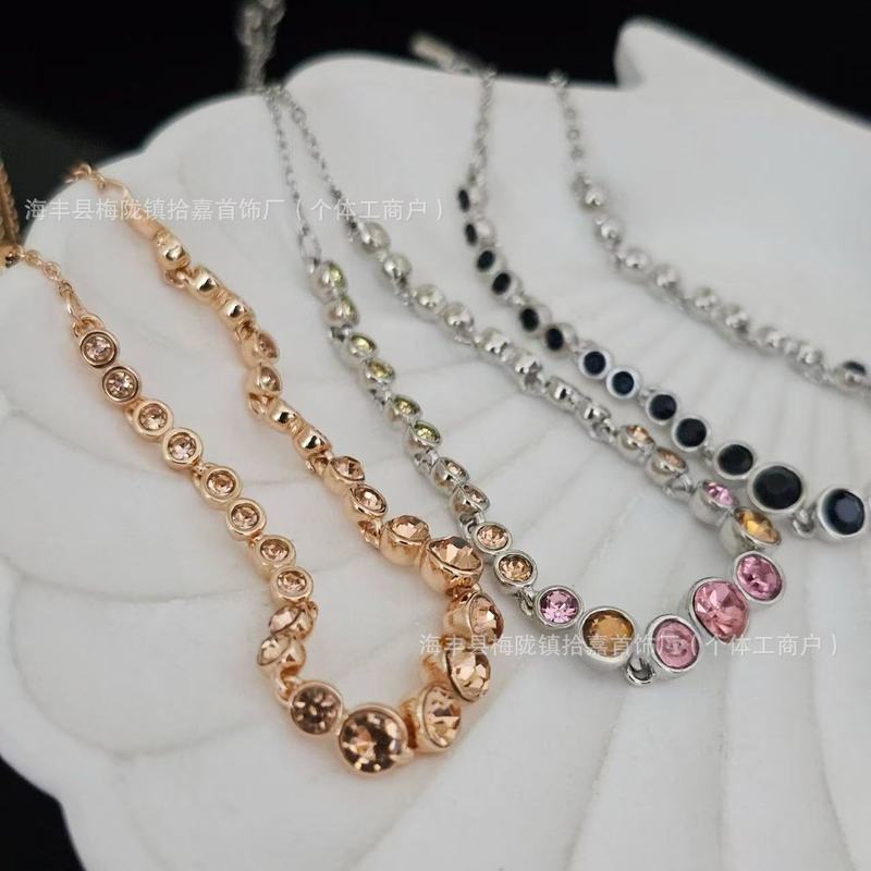 施家Emily圆形满钻彩色水晶手链蓝色时尚简约流行轻奢跨境饰品|undefined