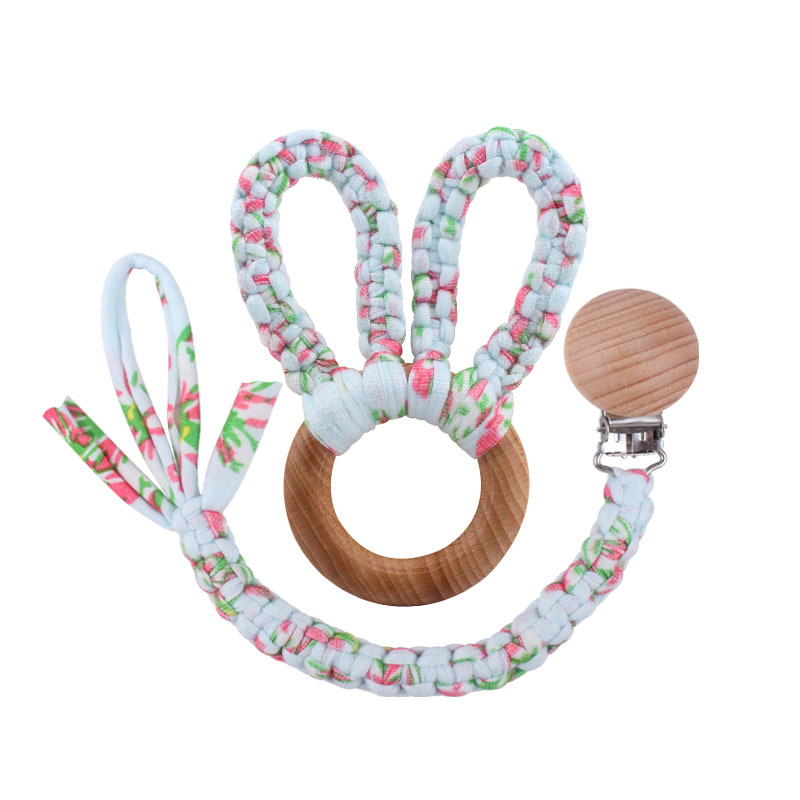 Bricolaje creativo bebé suministros de haya chupete clip tejido a mano color mezclado chupete cuerda anti-caída cadena mordedor traje