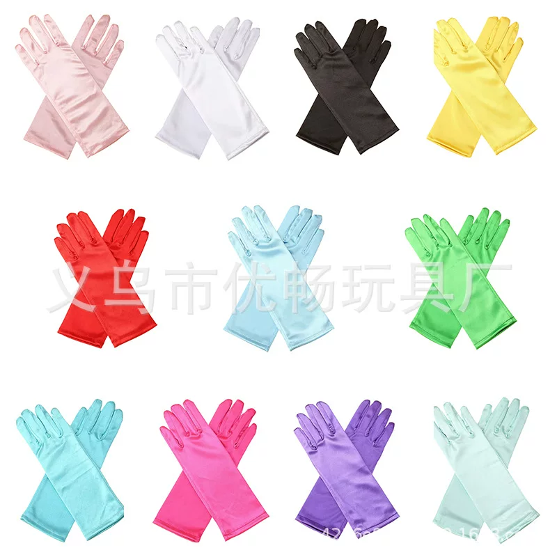 Children's decorations, solid gloves, long elastic small princess costume, accessory, “Frozen”