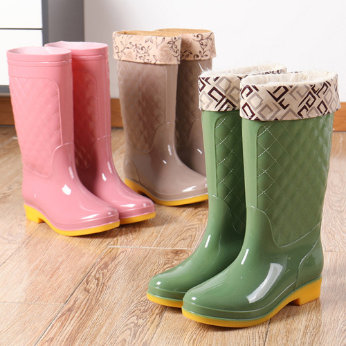 Fashion high-top waterproof shoes for adults, work rain boots, non-slip rain boots, women's rubber shoes, kitchen treading water overshoes, summer tendon soles