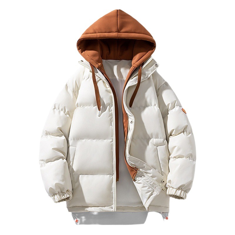 Nuevo abrigo de algodón acolchado estilo Hong Kong de los hombres suelta más tamaño falso Abrigo con capucha de dos piezas marca de moda engrosada ropa de invierno abrigo de algodón acolchado de pareja