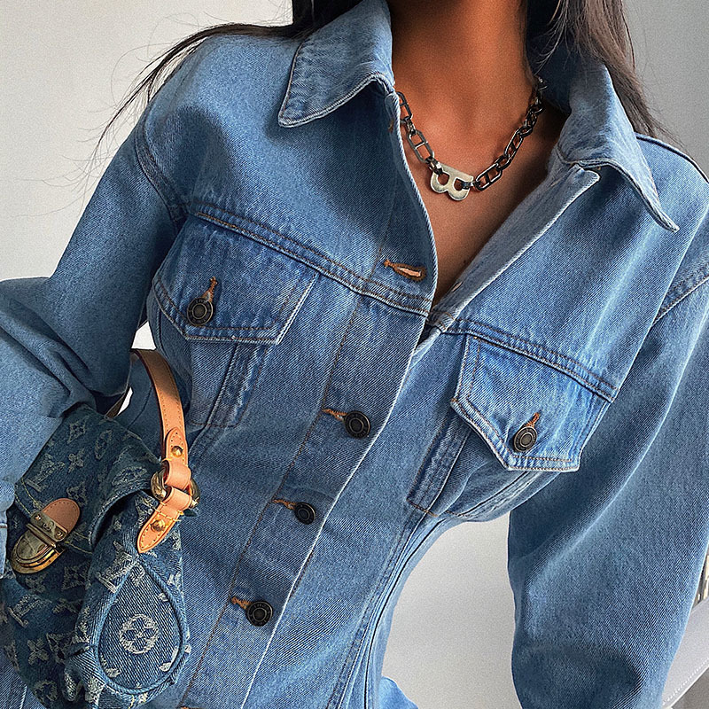 Women's Streetwear Solid Color Single Breasted Coat Denim Jacket display picture 1