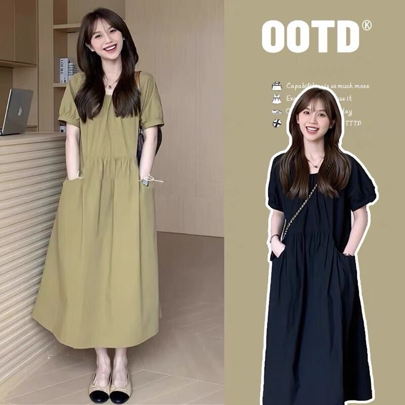 New Style Maternity Wear for Spring and Summer, Solid Color Short-Sleeved Long Dress for Pregnant Mothers, Comfortable and Versatile Trendy Dress That Covers the Belly Without Showing Pregnancy New Style Maternity Wear for Spring and Summer, Solid Color Short-Sleeved Long Dress for Pregnant Mothers, Comfortable and Versatile Trendy Dress That Covers the Belly Without Showing Pregnancy