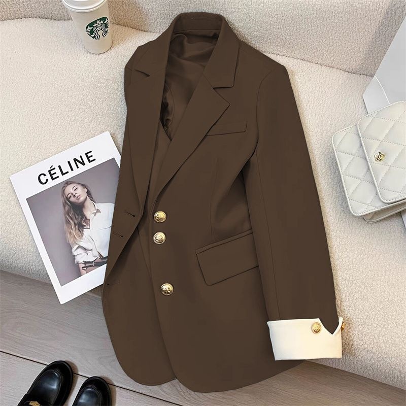 Scissors Rock Women's Suit Jacket 2026 Versatile Spring and Autumn New Korean Style Design Loose Fashion Casual Elegance High-End
