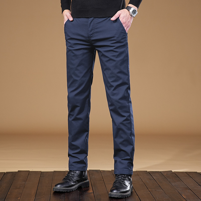 Hong Kong Light Luxury Casual Pants for Men, Spring New Slim Fit Straight High-Elasticity Long Pants, 2026 New Style Non-Iron Dress Pants