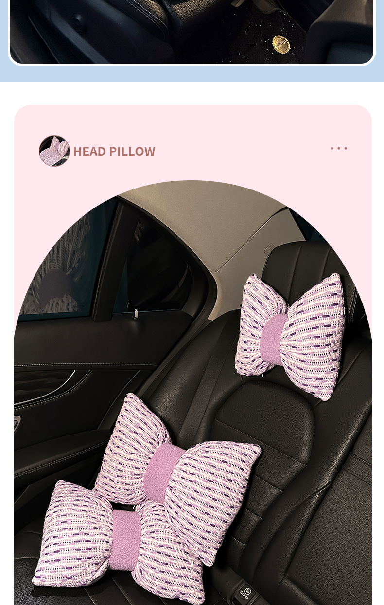 Car Headrest Neck Pillow, Car Seat Lumbar Cushion Set for Driver, Suitable for Women