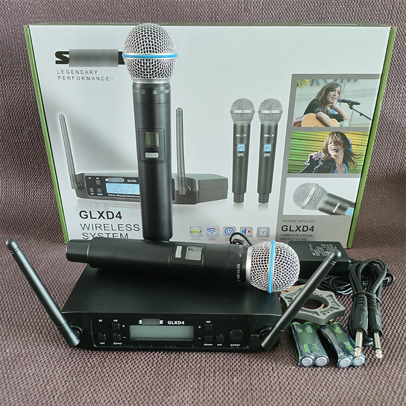 Cross-border foreign trade GLXD4 one-to-two wireless microphone Beta58A stage performance singing SM58 handheld microphone