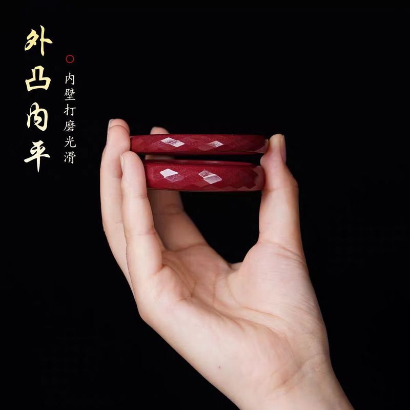 天然原矿朱砂手镯高含量紫金砂女士叮当镯贵妃切面菱形手镯批发|undefined