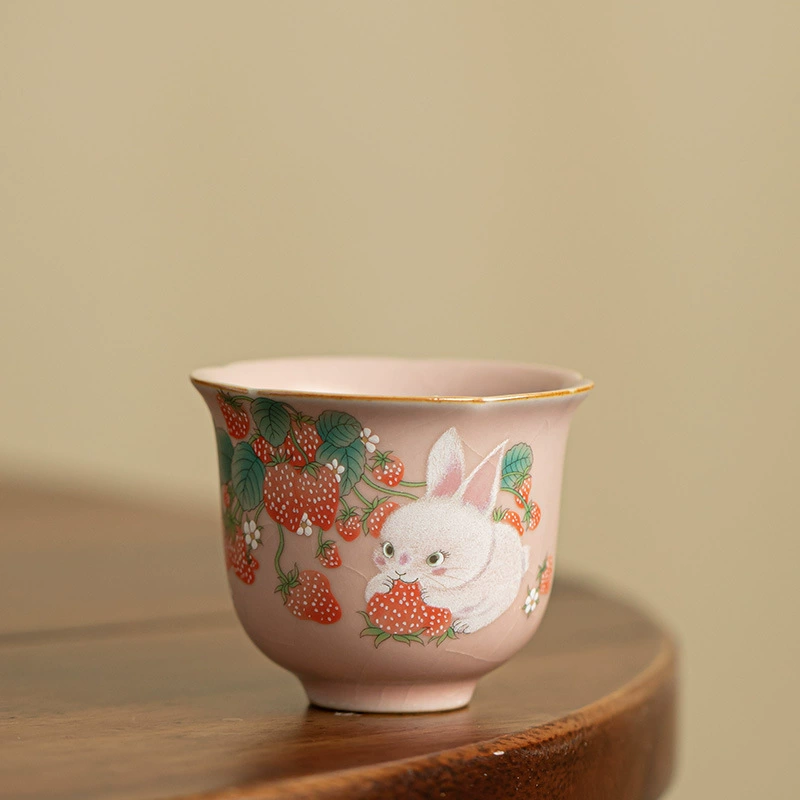 Имитируемая керамическая чашка чая с рисунком Rabbit Rabbit Flower, можно заварить чай, чайная пара Kung Fu Tea Master