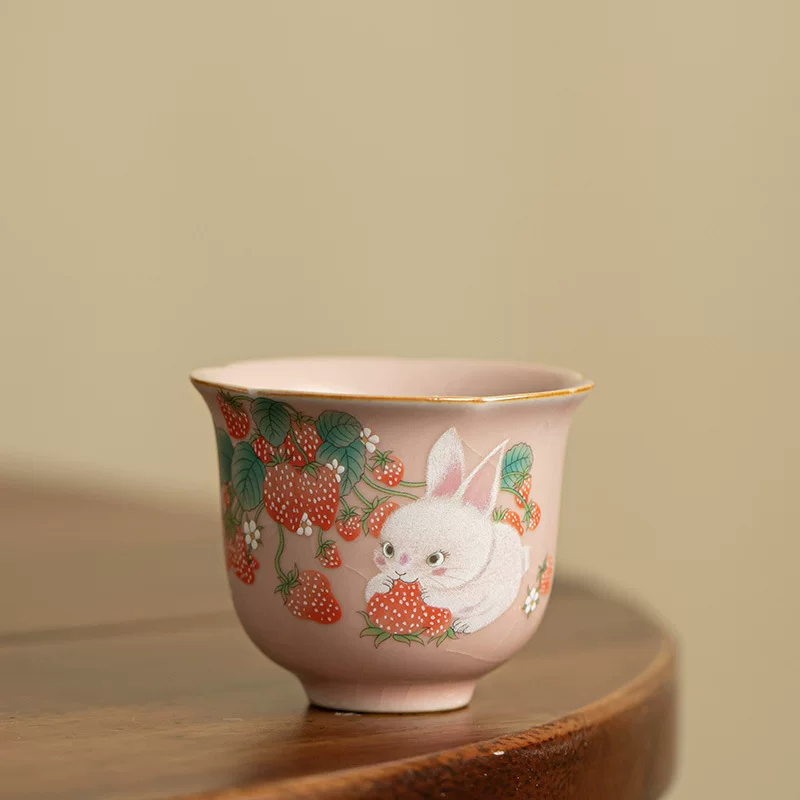 Имитируемая керамическая чашка чая с рисунком Rabbit Rabbit Flower, можно заварить чай, чайная пара Kung Fu Tea Master