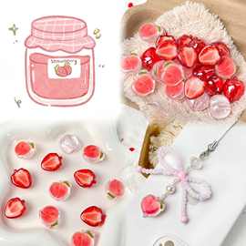 少女心甜美水蜜桃草莓通孔散珠串珠diy手工材料手链手机链饰品配