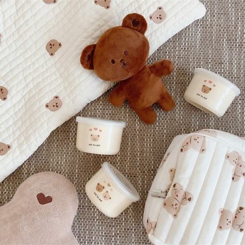 Baby food bowl ceramic infant and toddler sealed thermal insulation dustproof cover portable fresh-keeping children's bear tableware with scale