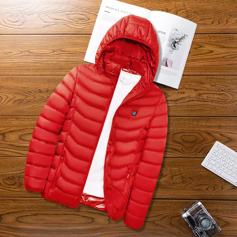 Estilo caliente transfronterizo 2 49 traje de algodón de calefacción hombres y mujeres inteligente temperatura constante calefacción ropa de algodón Abrigo con capucha de los hombres fabricante