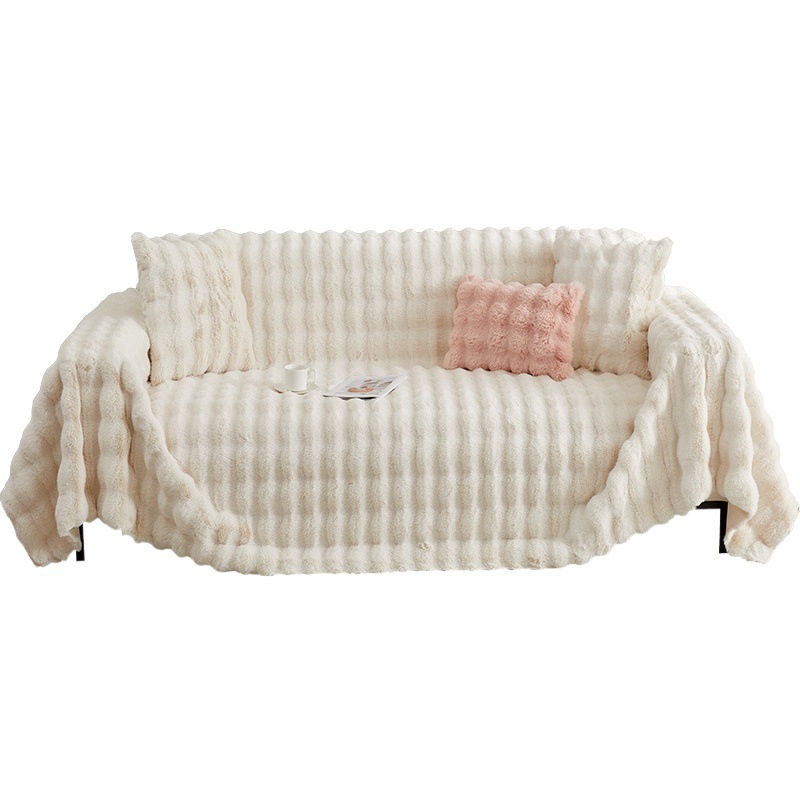 Invierno engrosada de terciopelo de conejo cubierta de sofá de tela de alto grado cubierta completa cubierta del reposabrazos Toalla de cuero cubierta del sofá cubierta completa cojín Manta