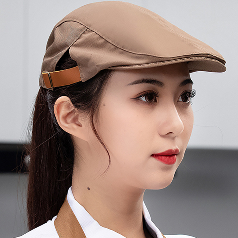 Nueva boina de vaqueros sombrero de cocinero camarero sombrero de trabajo sombrero de frente sombrero de boina de restauración mujer bordado personalizado