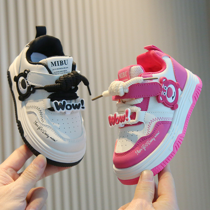 Children's Winter 2025 Autumn and Winter Fleece-Lined Girls' White Shoes, Cartoon Lightweight Boys' Sneakers, Baby Shoes