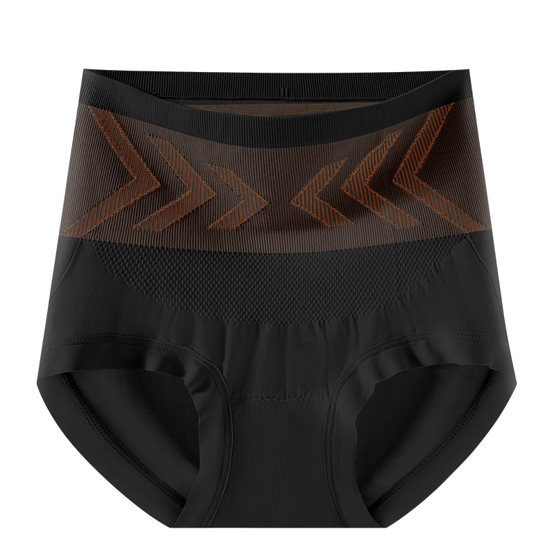 Línea de cintura de oro negro, cintura alta, abdomen, calzoncillos de cadera, barriga pequeña, entrepierna antibacteriana 10A, transpirable, plástico ligero, calzoncillos para mujer