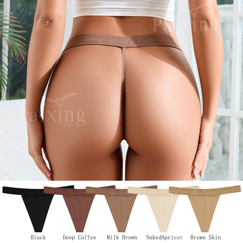 Elastic Wrinkle Stitching Non-marking Thin Invisible Women's Yoga Thong T-shaped Non-stripping Low-waist Underwear