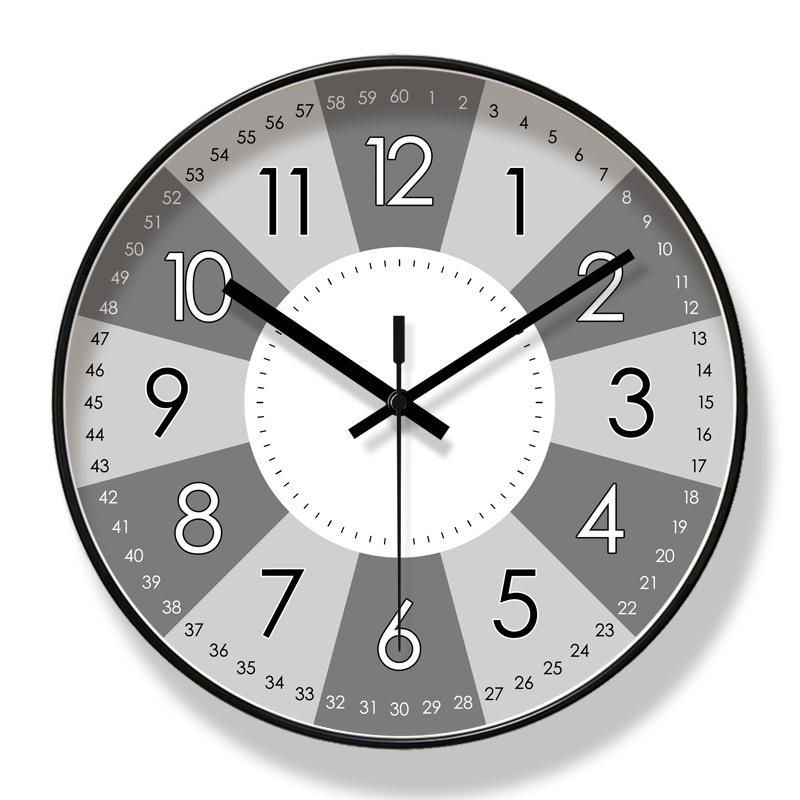 6373 silencio sala de estar reloj de pared dibujos animados enseñanza de la mañana reloj de pared doméstico silencioso escaneo de segundos larga duración reloj de cuarzo