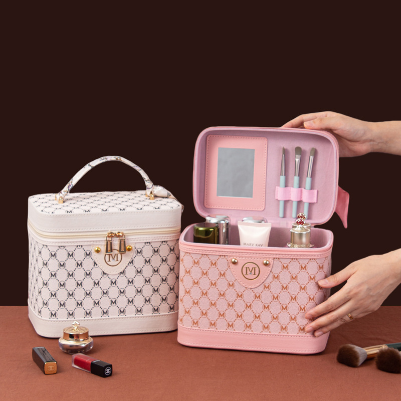 2024 nuevo retro bolsa de maquillaje de gran capacidad multifuncional caja de almacenamiento de maquillaje portátil caja de maleta impermeable
