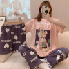 Summer cartoon pijama, shorts, trousers, set, with short sleeve, 3 piece set