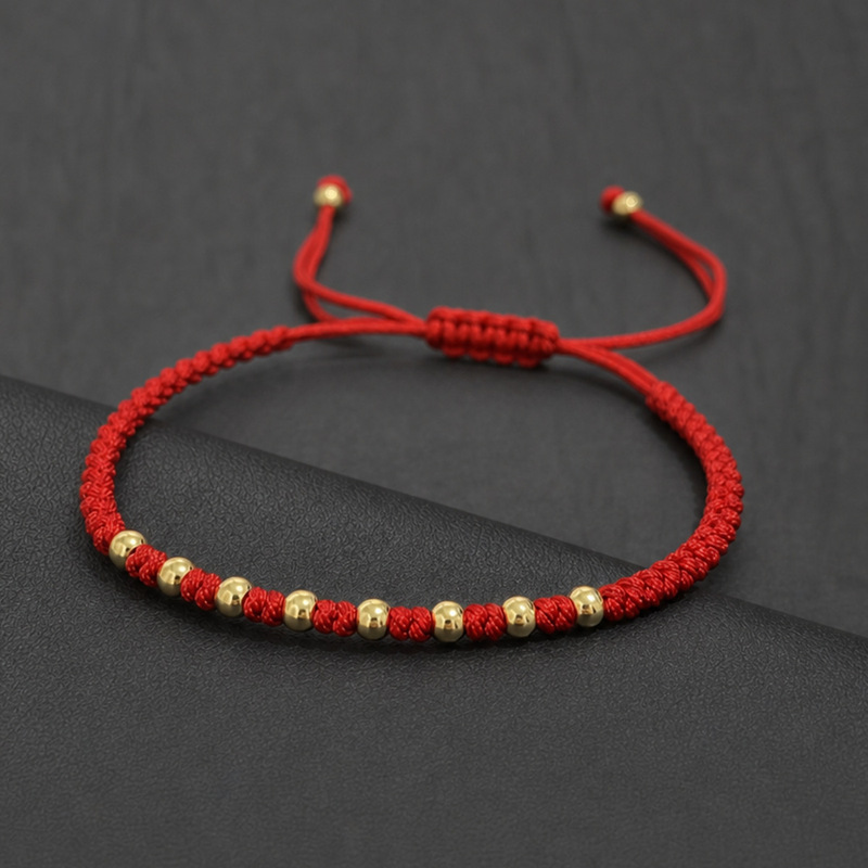 Cross-Border New Red Braided Gold Bead Bracelet, Zodiac Year Beaded Adjustable Transfer Loose Bead Couple Bracelet Wholesale