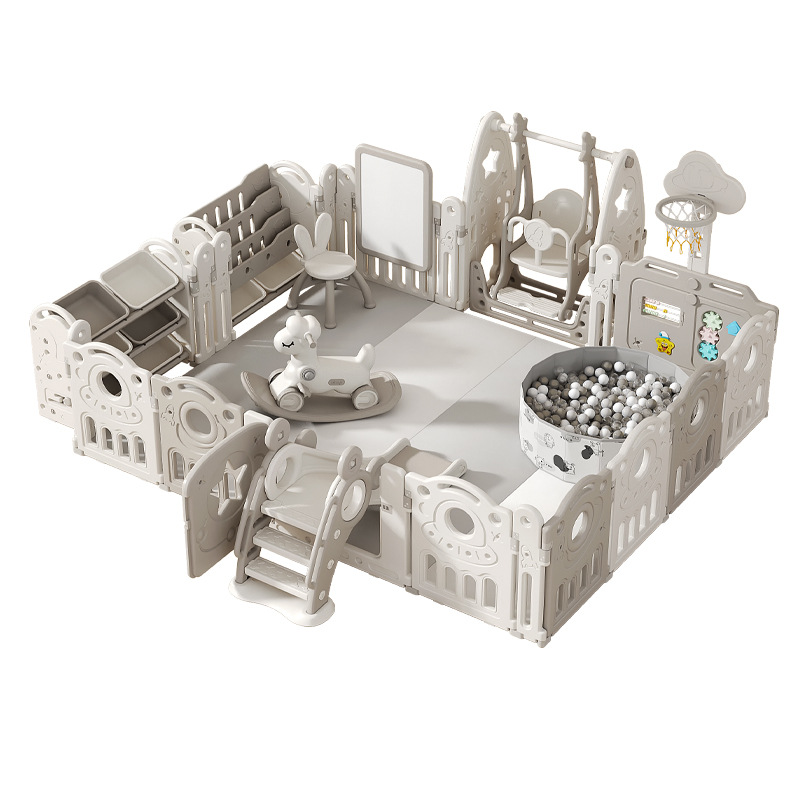 Parque de juegos para gatear de uso doméstico al por mayor para bebés de un año, área de juegos infantil, valla de protección para bebés con tapete para gatear.