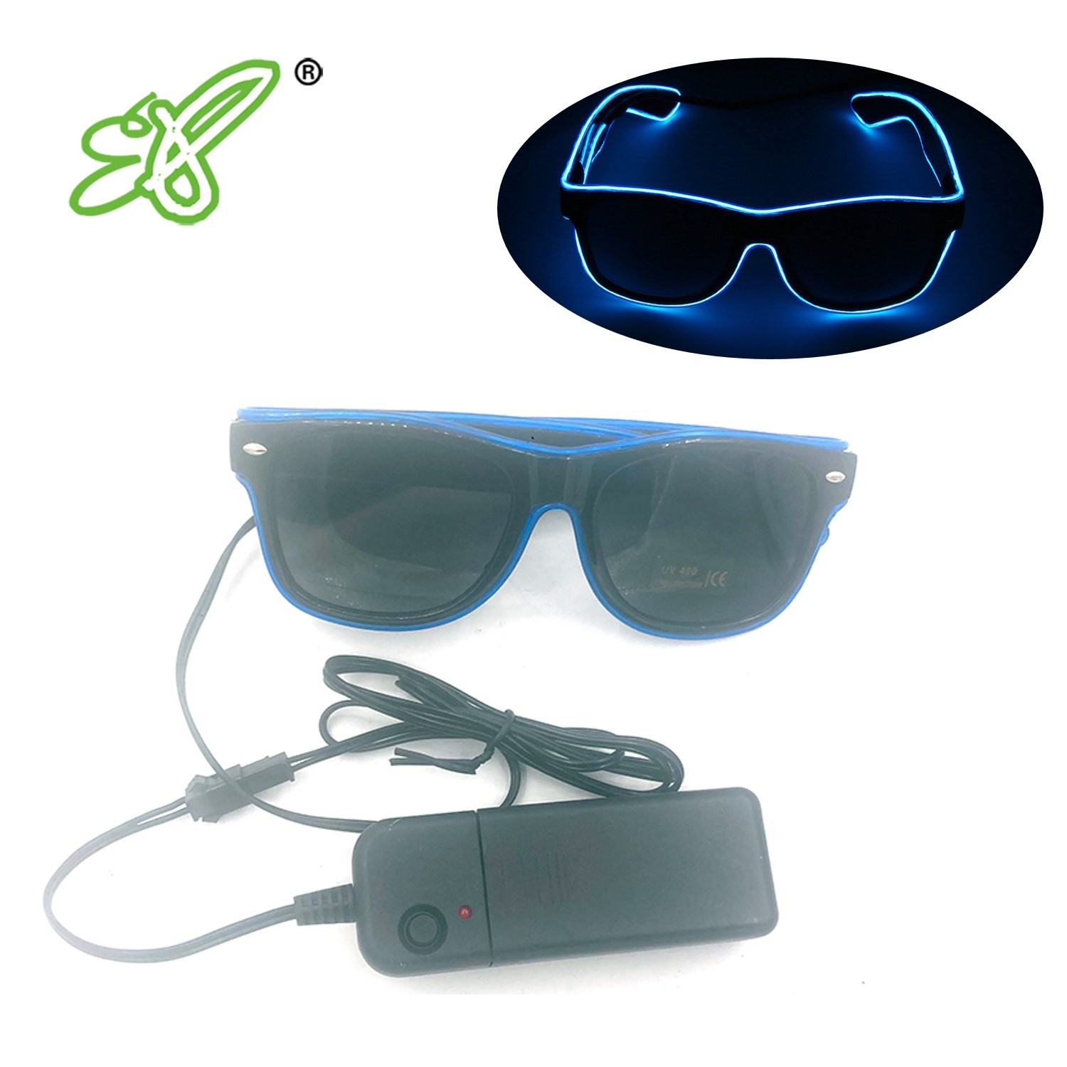 EL Gafas luminosas Lentes de tinta Gafas de luz fría Fiesta KTV Bar Compañía escolar Actuación Accesorios de vítores