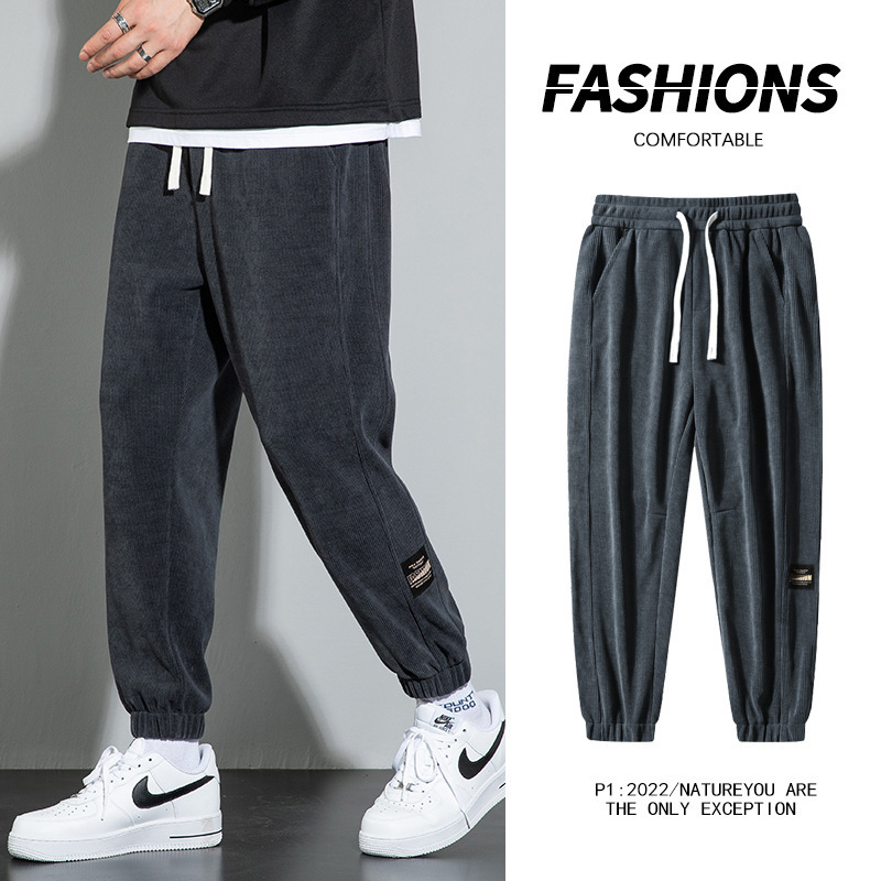 清仓捡漏干活穿的裤子耐磨耐脏上班工装束脚灯芯绒男士休闲运动裤