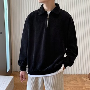 Lazy Style Polo Collar Knitted Sweater 2024 Sweater Men's Autumn and Winter Korean Style Fashionable Lapel Loose Lapel Sweater