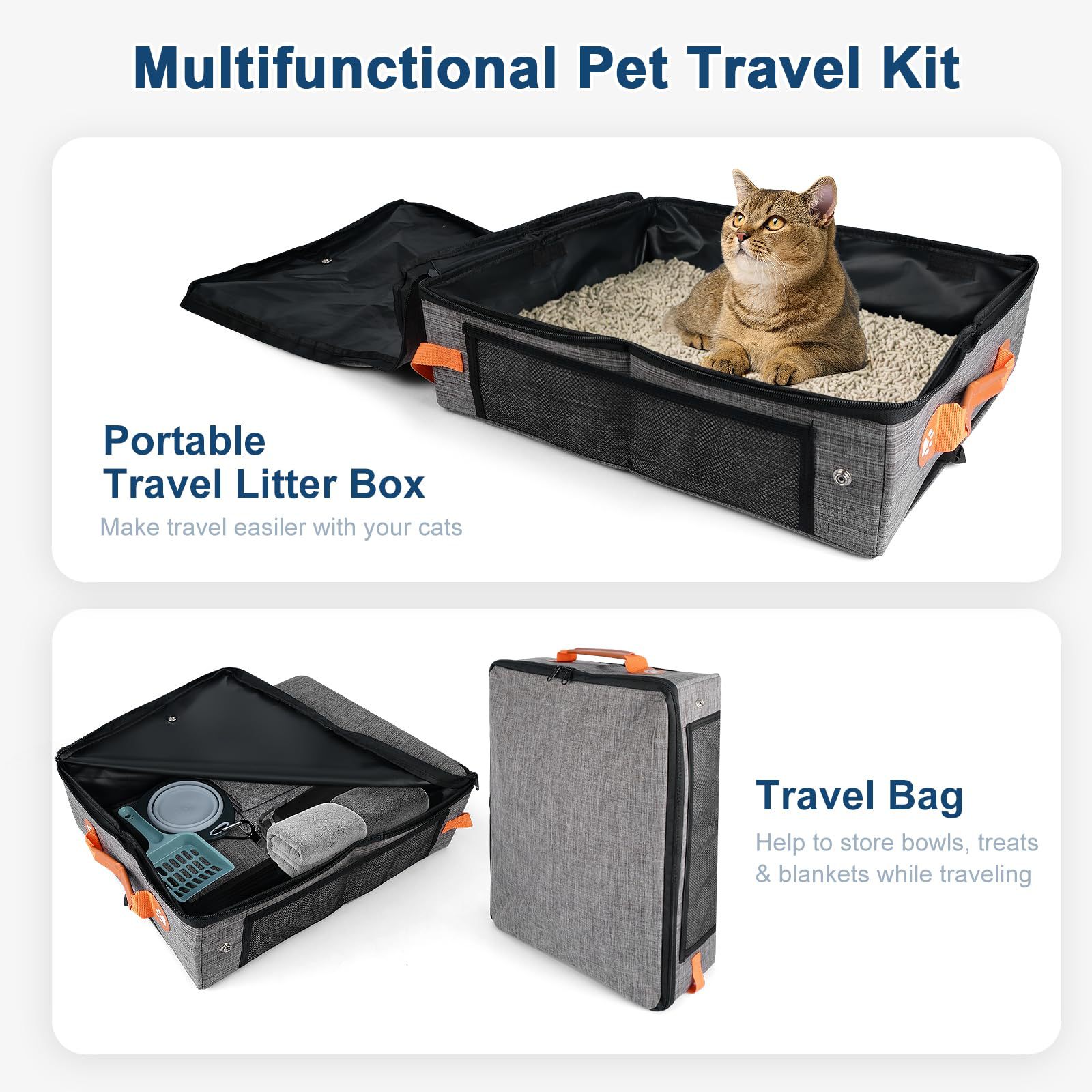 Toilet Portable With Raised Sides Waterproof Handheld Covered Cat Litter Storage Box For Pets_voghion.com