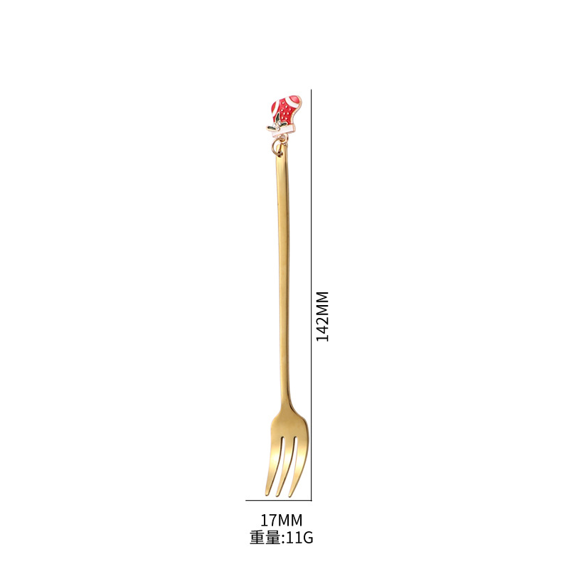 Productos transfronterizos cubiertos de acero inoxidable regalos de Navidad cucharas y tenedores juegos de postre cucharas de café mezclar Navidad colchones