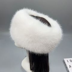 秋冬の毛皮の空の帽子、トップレスの帽子、厚い模造キツネの毛皮の帽子、かわいくて暖かい、写真撮影用、女性向けの多用途モデル