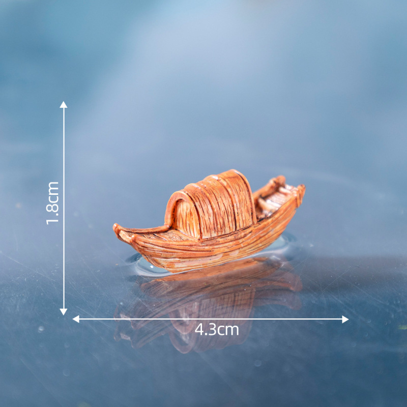 微景观创意江南游船乌蓬船 水族鱼缸造景diy装饰品配件树脂小摆件|undefined