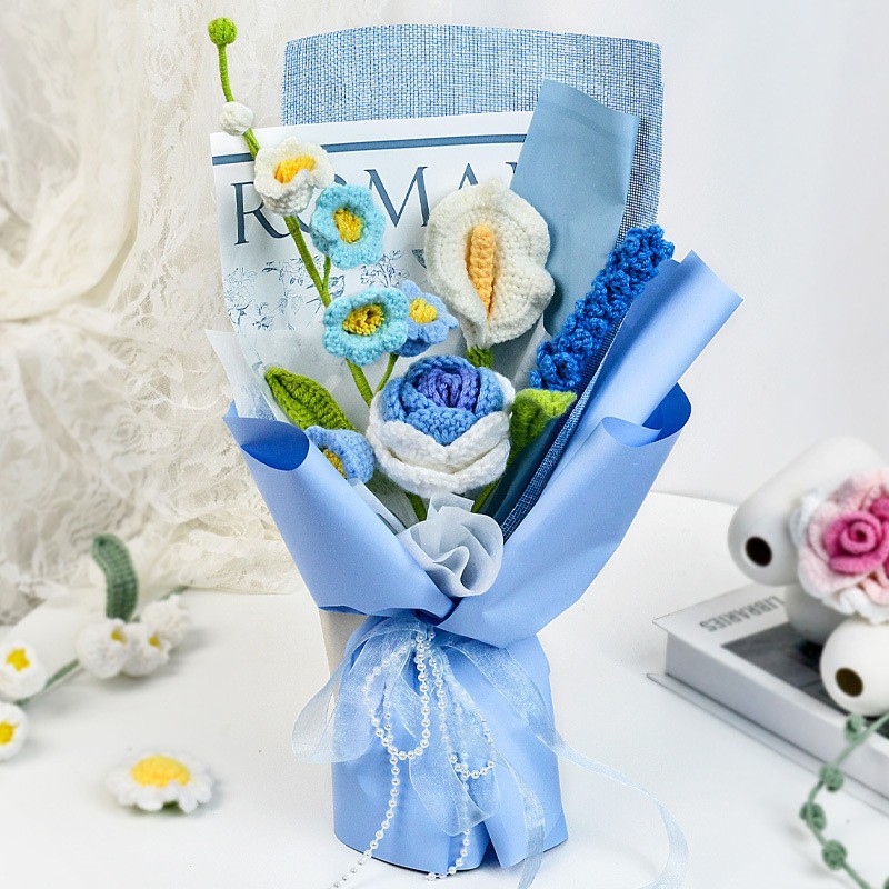 Flor de lana tejida a mano ramo de flores de girasoles flores de punto flor de simulación comercio exterior transfronterizo amazona