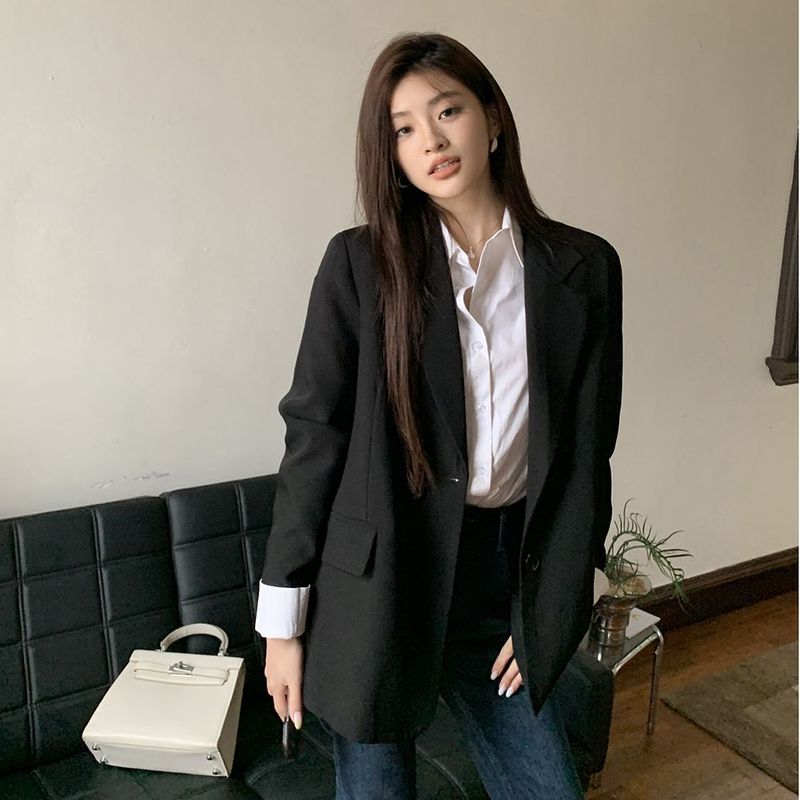 2025秋冬新款设计经典时髦宽松廓形感气质休闲西装外套上衣女|undefined
