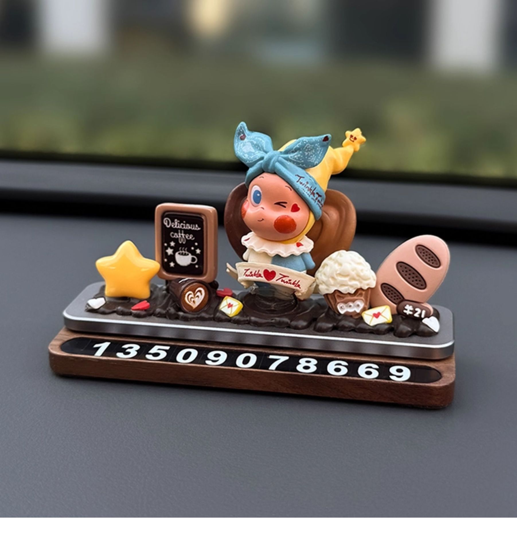Car Phone Number Plate, Temporary Parking Car Decoration, Cute Star-Shaped Girl Figure