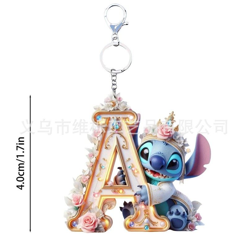 国境を越えた新しいアクリルフラット2Dステッチ26英字アクリルキーホルダー|undefined