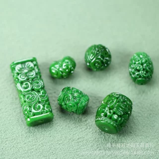 仿干青阳绿精雕小配件挂件饰品DIY发簪项链藏饰文玩手链配饰珠子