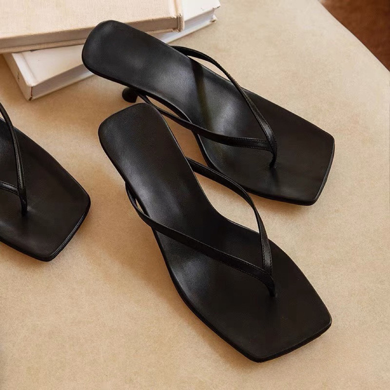 Sheepskin Version~Square-Toe High-Heeled Flip-Flops for Women, Summer Outdoor Wear, Open-Toe Thong Sandals, French-Style Kitten Heel Flip-Flops Sheepskin Version~Square-Toe High-Heeled Flip-Flops for Women, Summer Outdoor Wear, Open-Toe Thong Sandals, French-Style Kitten Heel Flip-Flops