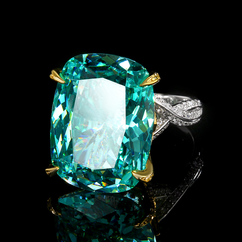 2025 nueva joyería Zhuang Shengsheng S925 simulación de plata nido de pájaro Chapala verde anillo de lujo ligero femenino piedra principal 15*20