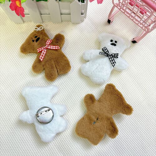 Creative Cartoon Bean Bag Bear Doll Bag Pendant Cute Plush Toy Stuffed Animal Brooch Accessory Hairpin Auxiliary Material 
