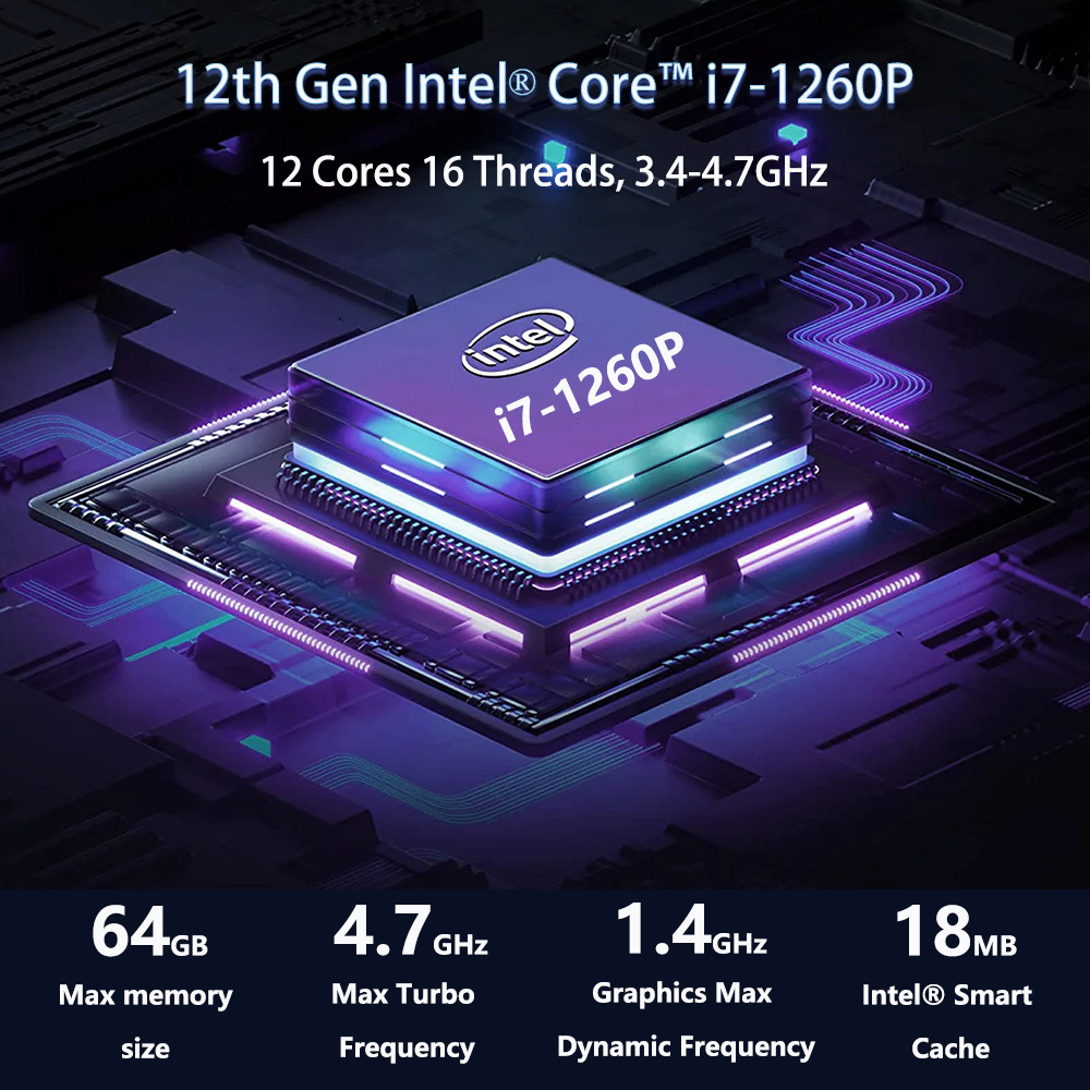 Kc12i71260p mini pequeño host microordenador viaje de negocios Oficina hogar mini PC Mini ordenador de oficina
