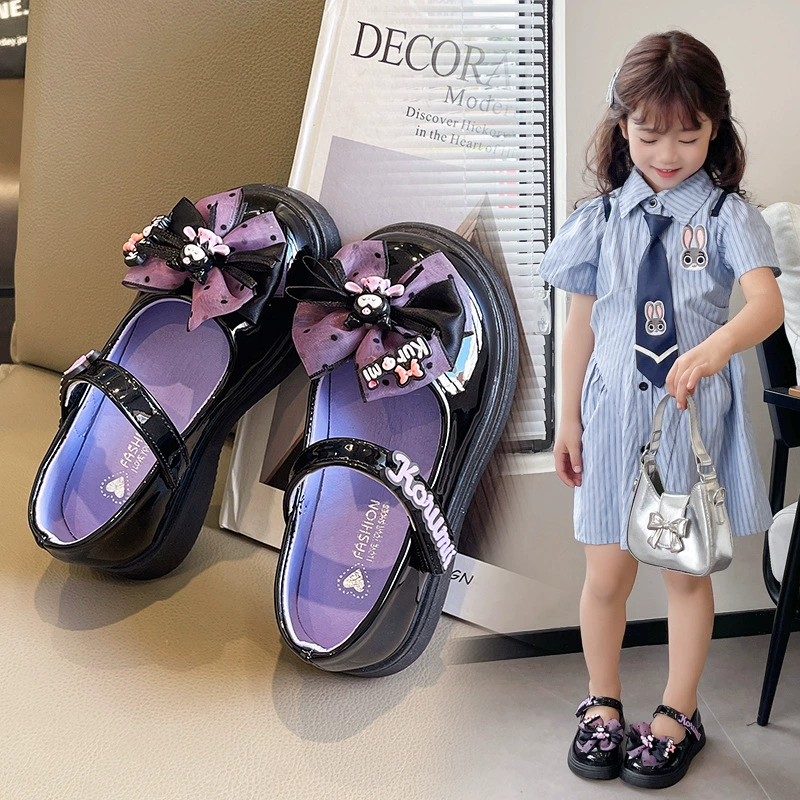 Маленькие кожаные туфли для девочек Куроми одиночные туфли 20225 весной лук новый стиль милые девушки кроссовки принцессы моды