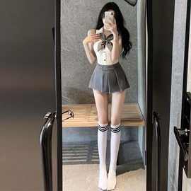 性感情趣网红内衣批发学院风露背连体衣套装JK制度可爱一件代发