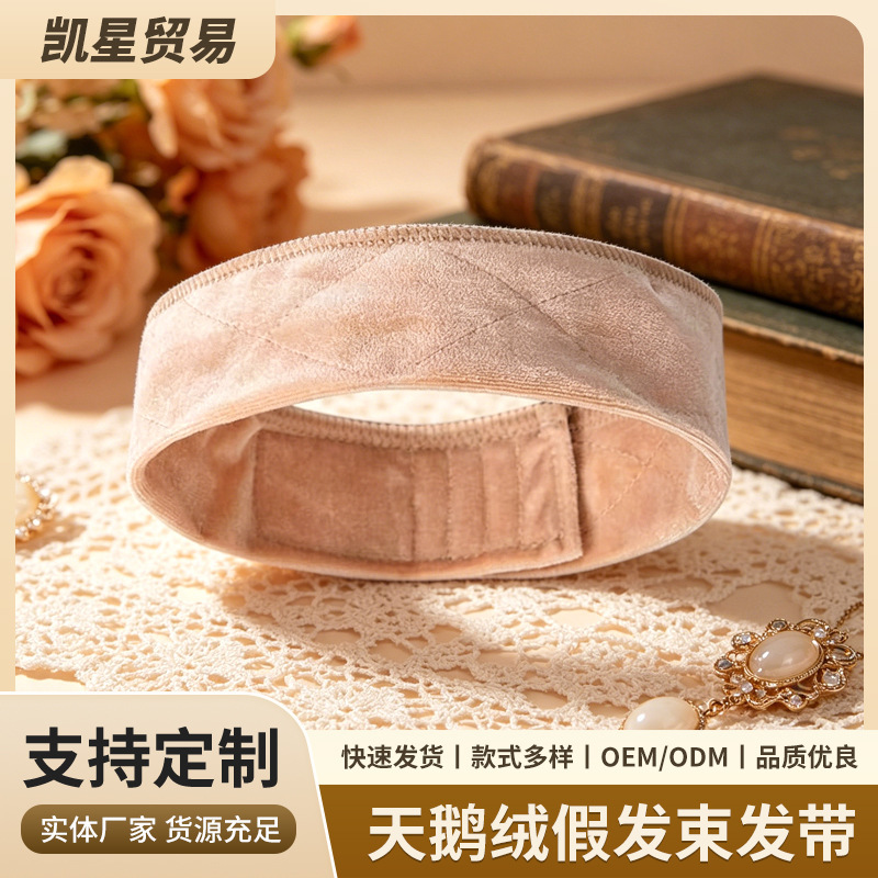 Women's Velvet Hairbands with Adjustable Velcro Fasteners in Various Styles, Supplied by Manufacturers