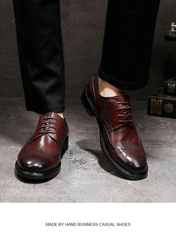Plus-size leather shoes Business dress leather shoes for men British vintage wash horse Leather wedding shoes_vogvips.com
