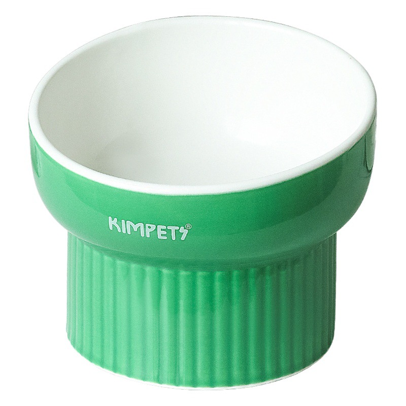 Mascota de cerámica gato tazón simple de patas altas perro tazón gato tazón oblicuo boca cuello protección anti-knock pet vajilla al por mayor