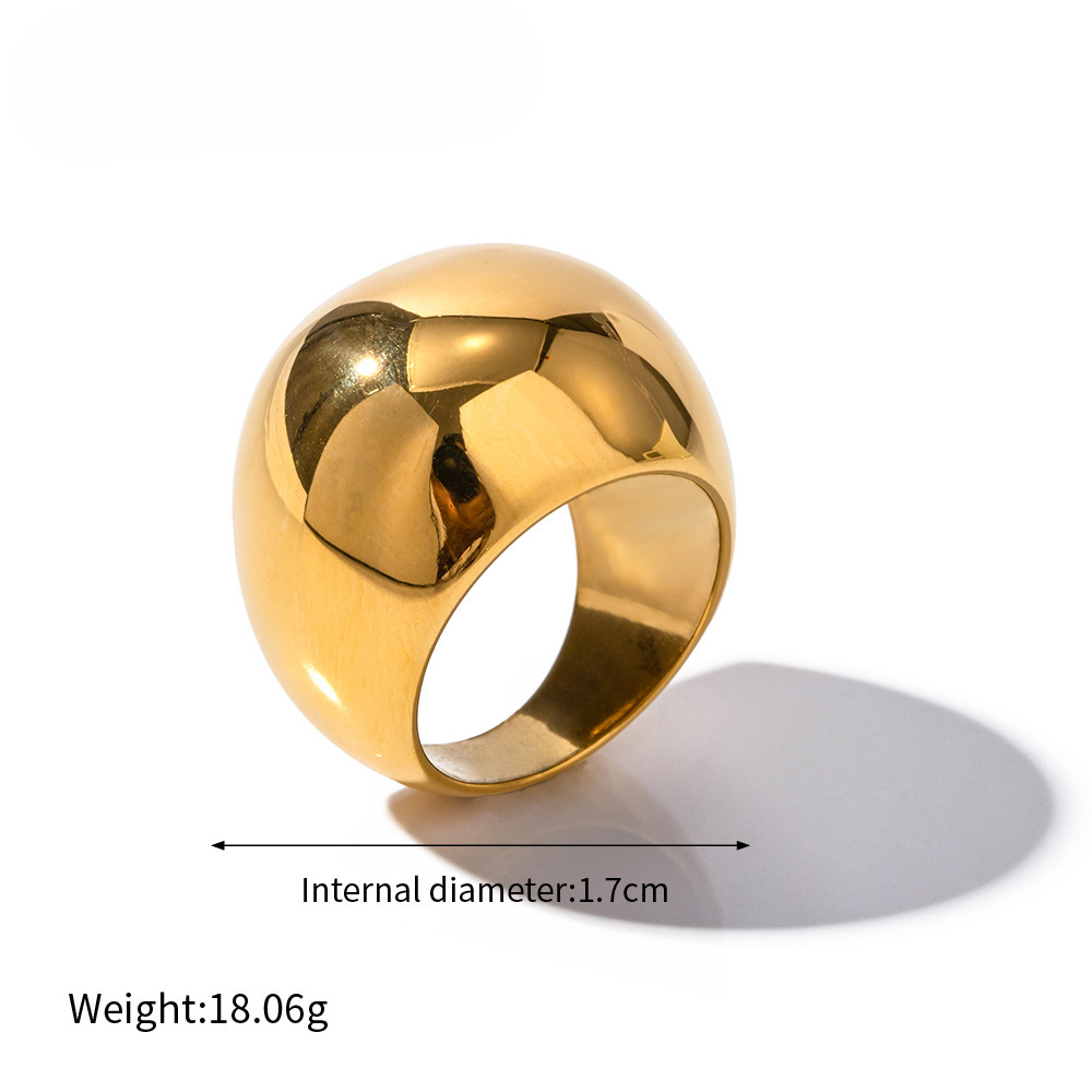 Banquet, Street Occasion IG Style Retro Geometric Titanium Steel 18K Gold Plated Women's Rings